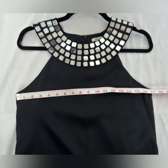Alice & Olivia Black Lined Silk Dress with Jeweled Collar Size Small - Picture 7 of 8